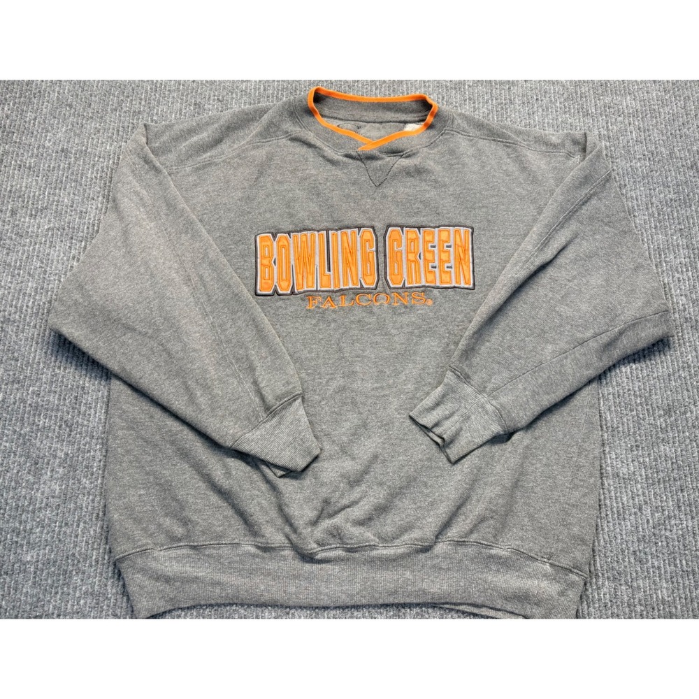 Colosseum Bowling Green Falcons Sweatshirt Mens Gray Orange Embroidered V-Neck